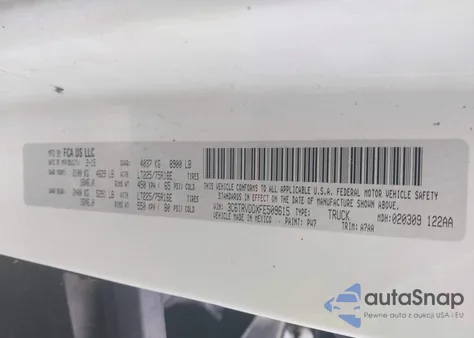 2015 Ram Promaster 2500 High Roof из США, поврежденный, VIN 3C6TRVDDXFE509615